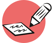 Illustratives Icon_ Ein Stift schreibt auf Papier